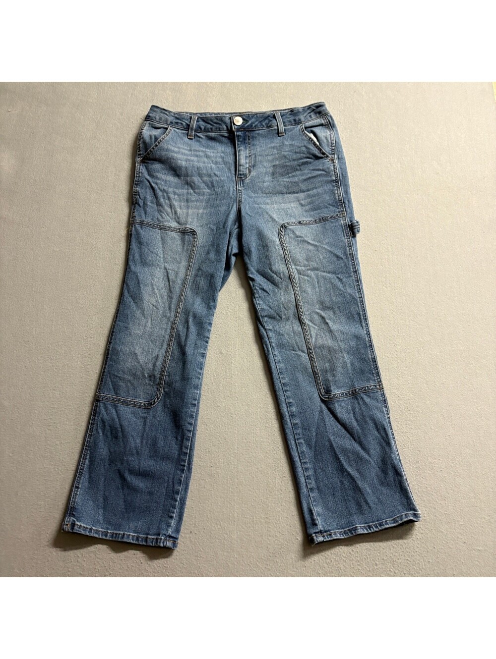 1822 Denim Carpenter Jeans Womens Size 12 Blue Double Knee Utility Straight Leg